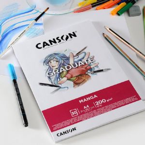 Bloc Graduate Manga - Créations manga et dessin techniques - 30 feuilles lisses 200g - Canson