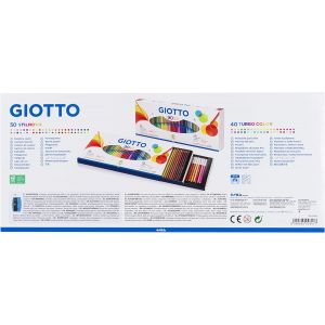 Etui 40 crayons Stilonovo et 50 feutres Turbo color + Taille crayon  -  Giotto