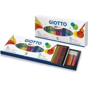 Etui 90 feutres + crayons de couleur Giotto - 40 crayons Stilonovo et 50 feutres Turbo color 