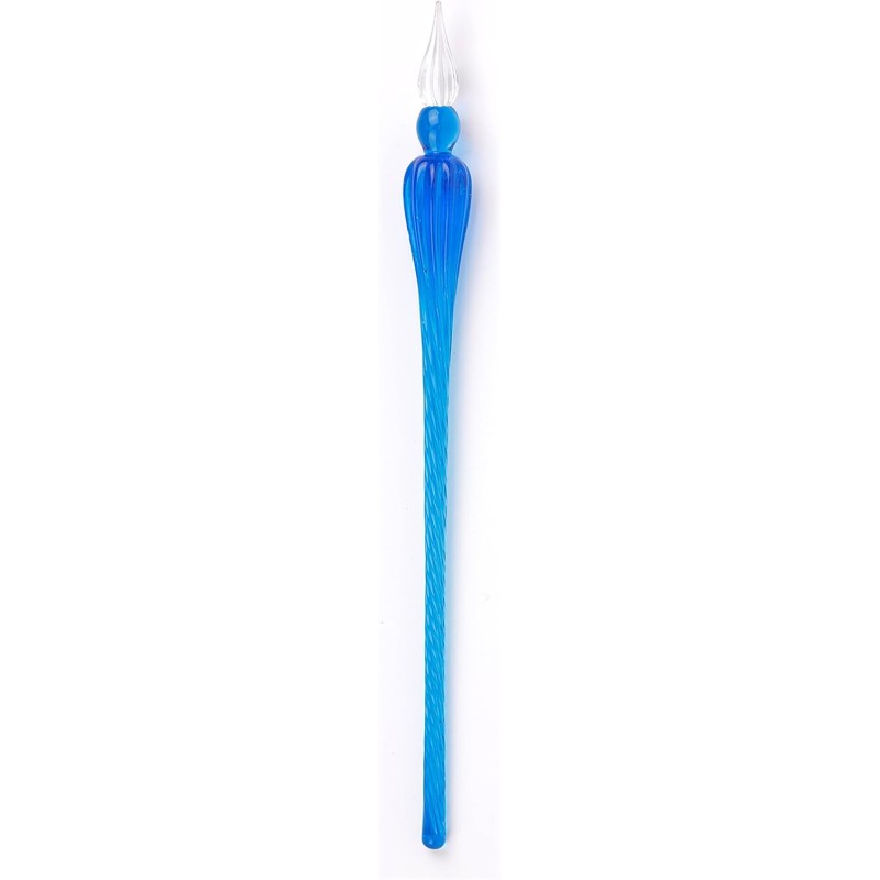 Coffret encres + plume de verre - plume de verre outremer 18cm - fabrication artisanale - Jacques Herbin  