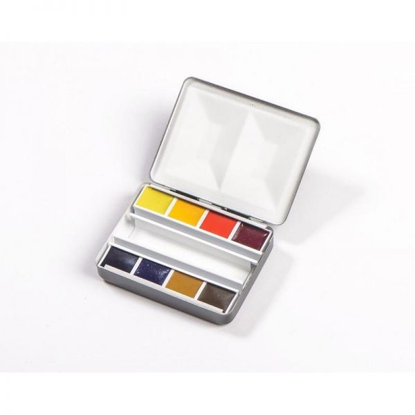 Boîte aquarelle bijou - 8 demi-godets - Peinture fabriquée " à l'ancienne" pour la plus fine qualité de peinture -  Blockx