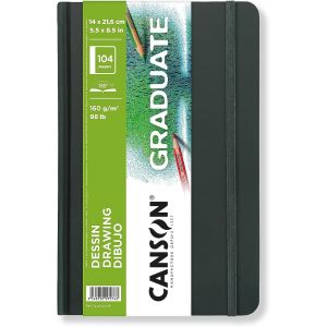 Carnet dessin Graduate - 160gr - Format 14 x 21.6cm (portait, cousu grand côté) - 104 feuilles -  Canson