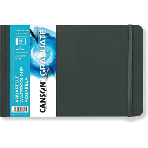 Carnet aquarelle Graduate - 250gr - Format 14 x 21.6cm (paysage, cousu petit côté) - 28 feuilles - Canson