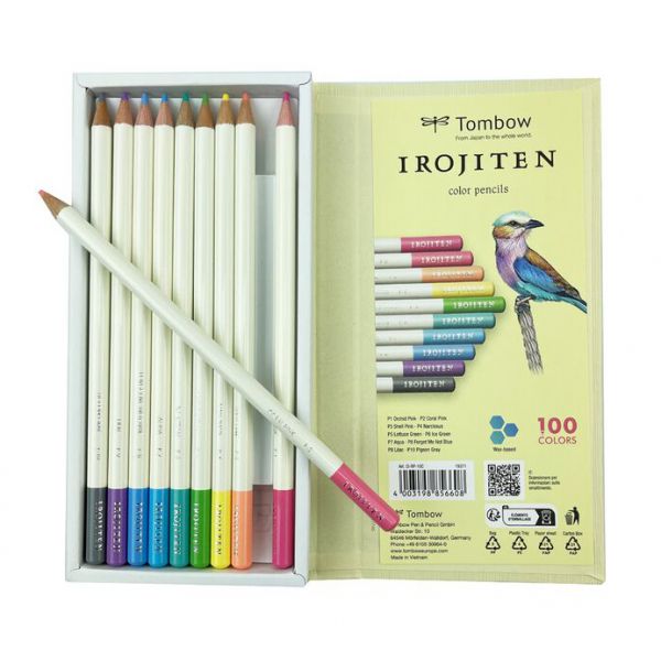 Set IROJITENS - Couleurs pastel I - 10 crayons de couleur haut qualité et fabriqués à la main - texture riche et crémeuse - Tomb