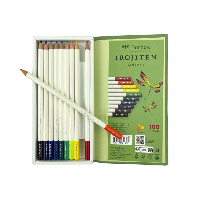 Set IROJITENS - Couleurs vives I - 10 crayons de couleur haute qualité et fabriqués à la main - Texture riche et crémeuse - Tomb