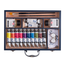 Coffret huile Starter box XL -  12 tubes de couleurs à l'huile d'une grande qualité + vaste panel d'accessoires -  Van Gogh - Ta