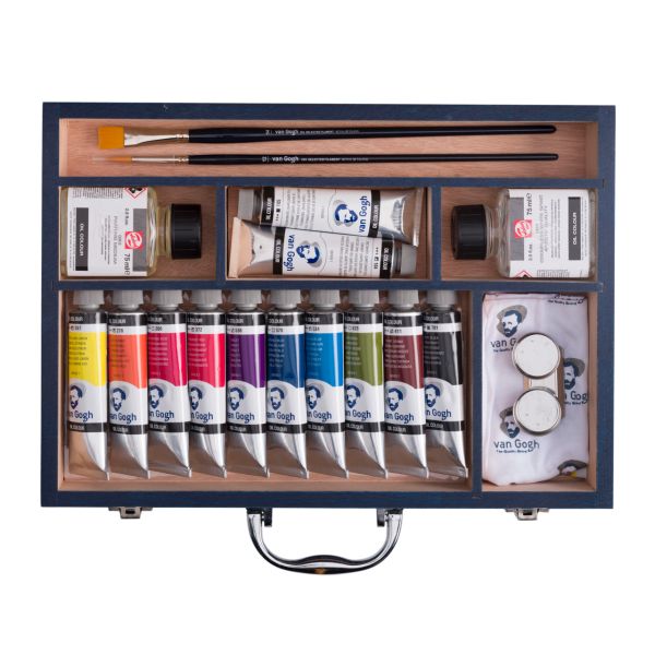 Coffret huile Starter box XL -  12 tubes de couleurs à l'huile d'une grande qualité + vaste panel d'accessoires -  Van Gogh - Ta