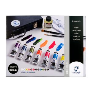 Coffret huile Starter box XL - 12 tubes de couleurs à l"huile d'une grande qualité ainsi que d'un vaste panel d'accessoires pour