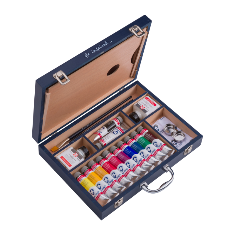 Coffret acrylique Starter box XL - coffret bois - 12 tubes 40ml acrylique Van Gogh - Talens