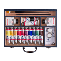 Coffret acrylique Starter box XL - 12 couleurs acrylique + accessoires  Van Gogh - Talens