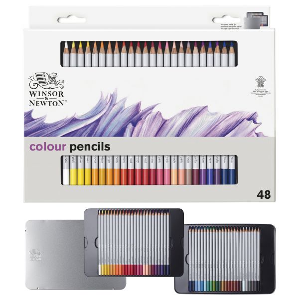 Boîte 48 crayons de couleur Winsor & Newton - palette couleurs riches et vibrantes  