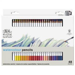 Boîte de 48 crayons de couleur aquarellables + boite métallique de qualité - Winsor & Newton