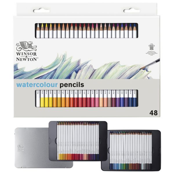 Boîte de 48 crayons de couleur aquarellables - Winsor & Newton - couleurs riches et vibrantes 