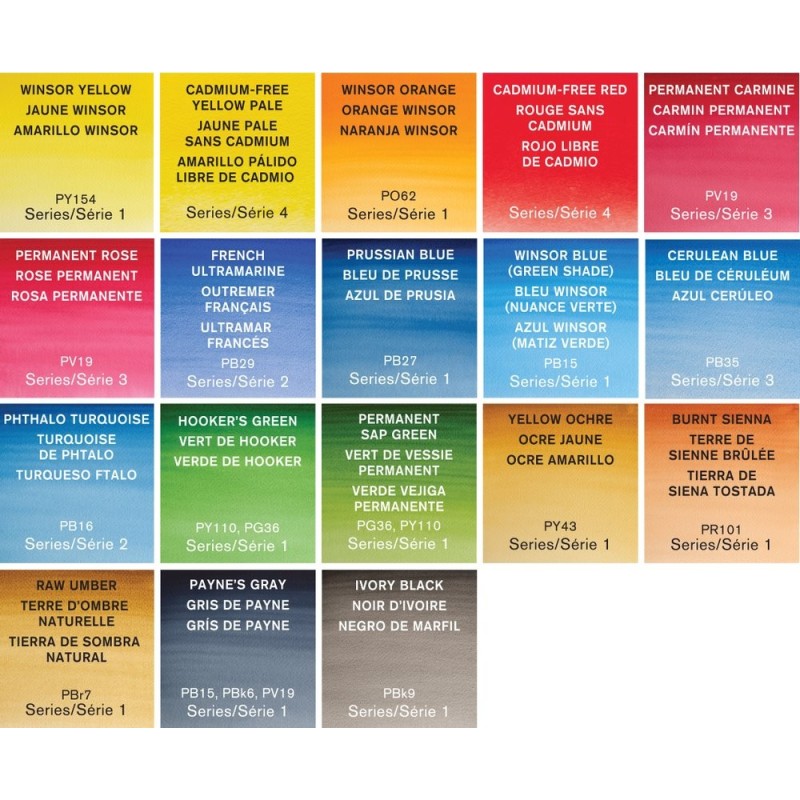 Boîte d'aquarelle extra-fine - 18 demi-godets + 6 vides - palette de 18 couleurs imaginée pour un accord parfait entre les coule