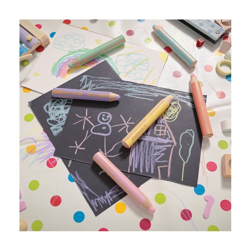 Crayons Woody - 3 en 1 - Adapté pour toutes les surfaces verre, bois, plastique, tableaux blancs, carton, papier, ardoise - Stab