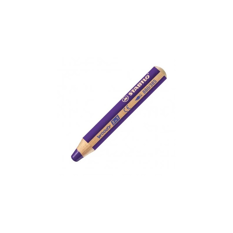 Crayons Woody - 3 en 1 - mine XXL très résistante - Fort pouvoir colorant - Stabilo