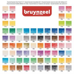 Boîte de 72 crayons de couleur - toutes les couleurs de la gamme Expression series - couleurs riches et vibrantes - Bruynzeel