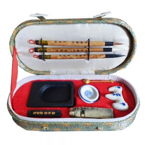 Coffret calligraphie chinoise ovale - 8 pièces