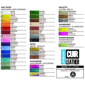 Marqueur Setacolor cuir - Couleurs de la gamme - 23 couleurs mates-satinées et 12 couleurs à effets ; métallisé, pailletté, phos