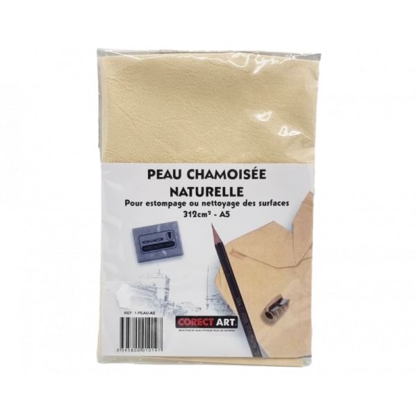Peau chamoisée naturelle - Format A5 - Estompage et Nettoyage - Corect Art