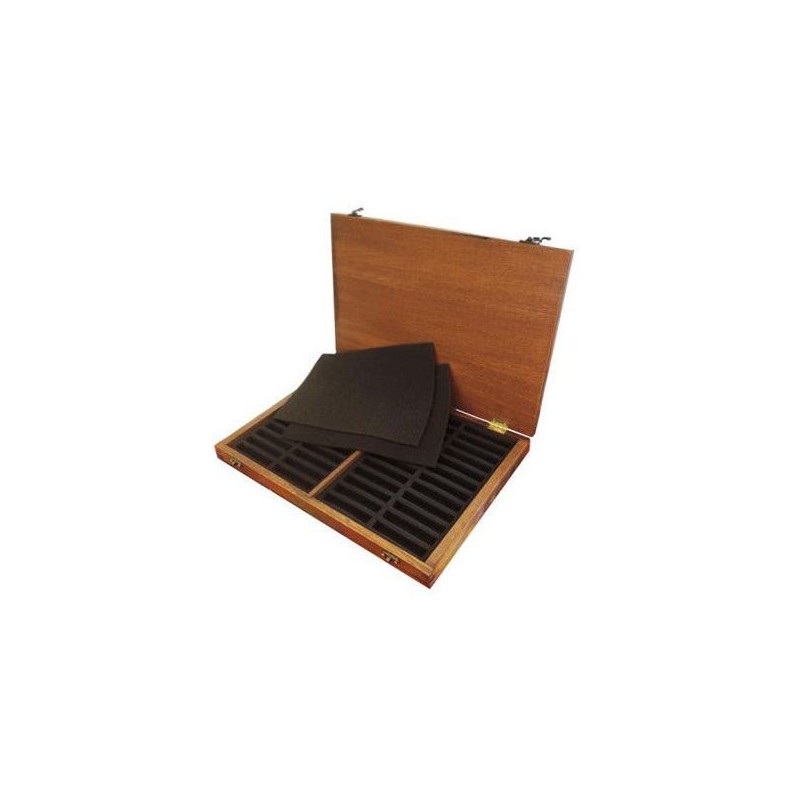 Boîte vide en bois pour 48 pastels - bois d'orme teinté et vernis - idéal pour organiser et transporter - nid'art