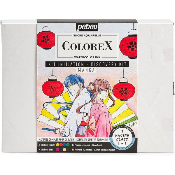 Kit d'initiation Manga - Encre Colorex - Tout le matériel artistique nécessaire pour débuter l'art du manga en technique aquarel