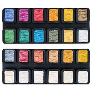 Boîte aquarelle Finetec - 24 couleurs nacrées aquarelle Finetec Premium 