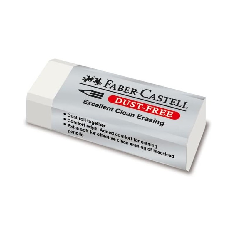 Gomme sans résidu - Blanche - Mélange de plastiques - Gommage propre et net - sans tâches - Faber-castell