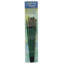 Set de 5 pinceaux pour huile et acrylique - Explorer petit format - Rond, plat et amande - Lagune