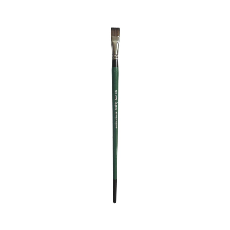 Set de 5 pinceaux pour huile et acrylique - Fibres synthétiques - Manche vernis vert - Excellent ressort -  Lagune