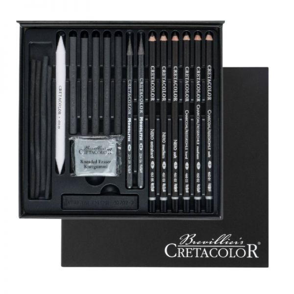 Coffret Silver Box , fusains, pierre noire et graphites de