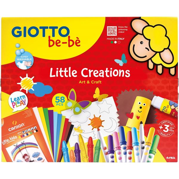 Coffret Super creative set - Giotto BB - 58 pièces - Idéal pour activités créatives des jeunes enfants : collage, coloriage...