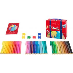 Valisette 40 feutres Connector - Faber-Castell - Crayons emboitables - Livre de coloriage de 16 pages inclus