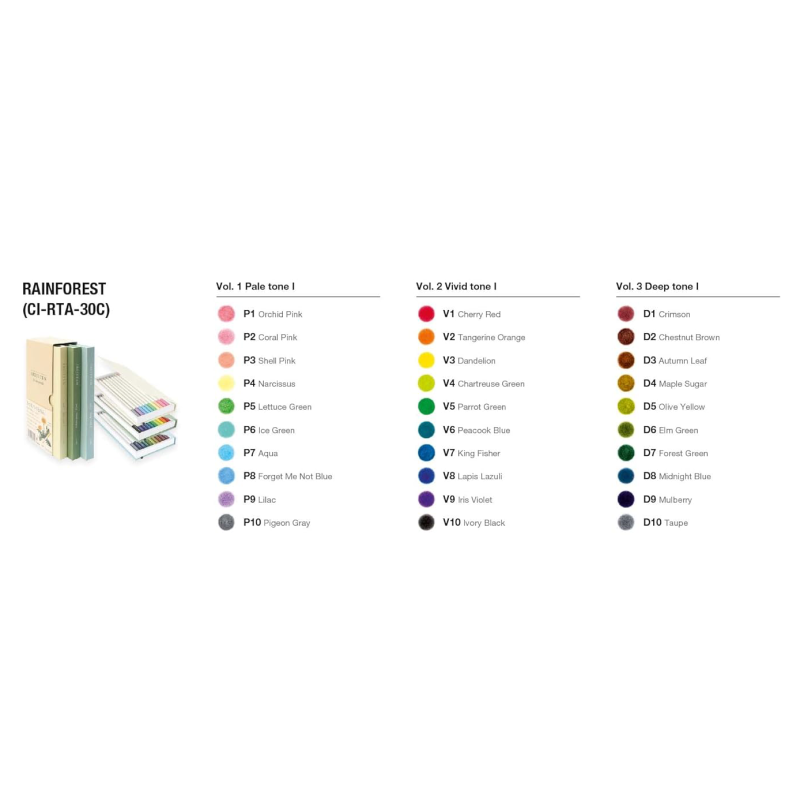 Set IROJITENS - Rainforest - Tombow - Couleurs assorties du set : pastels, vives et profondes  