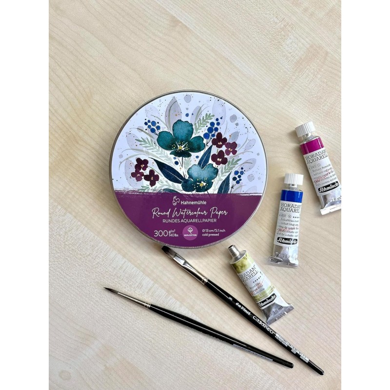 Papier aquarelle rond Expression - Boîte métal -Hahnemühle - parfait pour création colorées originales 