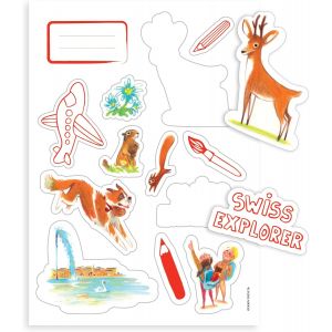 Valise de voyage Swisscolor - 1 planche exclusive de 12 autocollants sur la thématique du voyage et de la suisse - pour personna