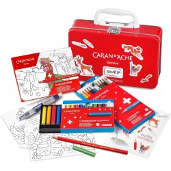 Valise de voyage Swisscolor - Produits et accessoires aquarellables variés : crayons de couleur, pastels, cartes postale...-Cara