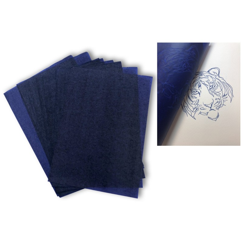 10 feuilles carbone bleu A4 