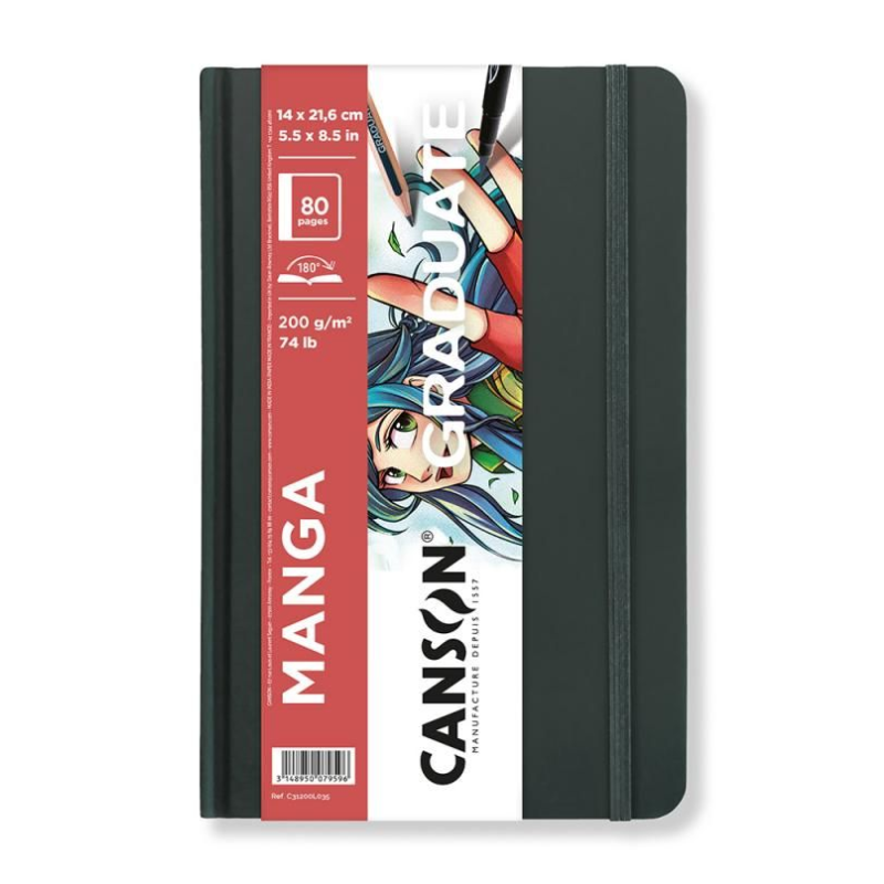 Carnet Manga Graduate - Papier blanc lisse -  200gr - Orientation portrait - Format : 216 x 279 mm -  Canson