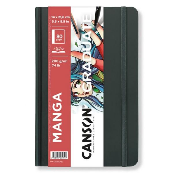Carnet Manga Graduate - Papier blanc lisse -  200gr - Orientation portrait - Format : 216 x 279 mm -  Canson