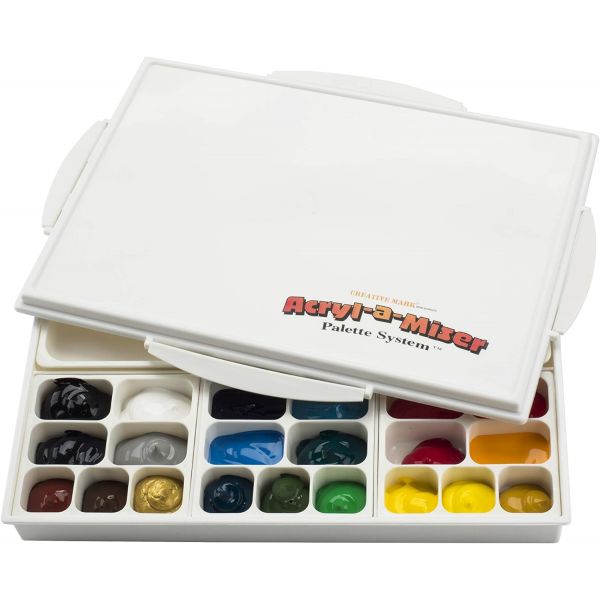 Palette Acryl-a-Miser - 32x23x4 cm - Plastique blanc rigide et solide