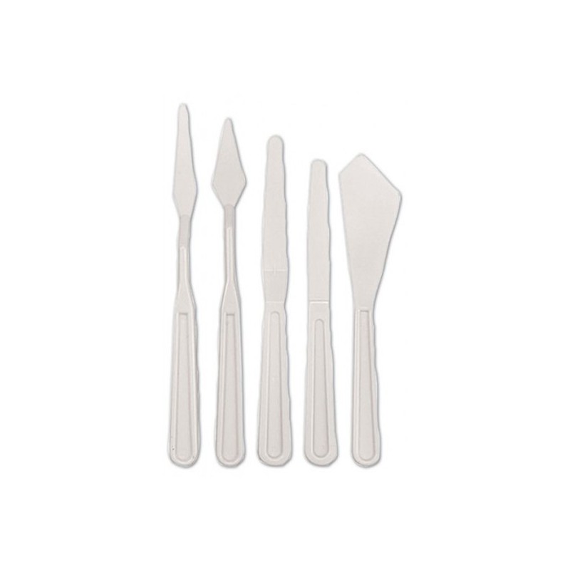Set 5 couteaux plastique Nid'art - 3 manches coudés et 2 plats 