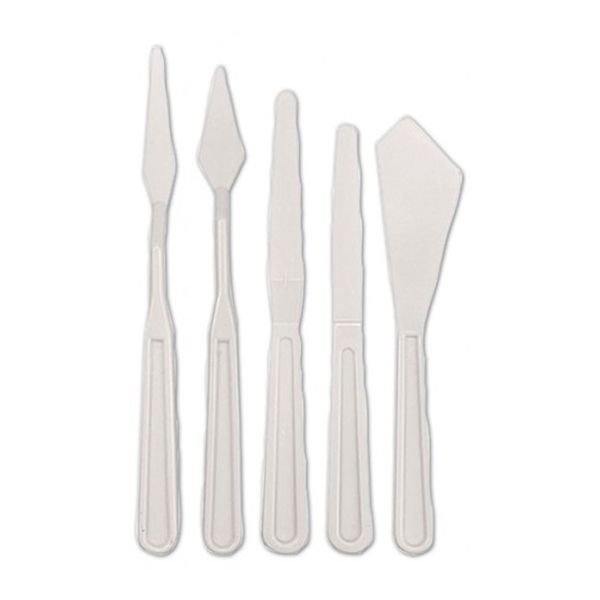 Set 5 couteaux plastique Nid'art - 3 manches coudés et 2 plats 