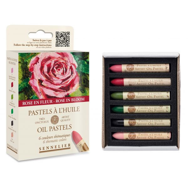 Etui 6 pastels Huile - thème rose en fleur - 100% résistants à la lumière - Onctueux et facile à utiliser - Sennelier