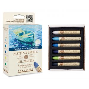 Etui 6 pastels Huile - thème paysage marin - 100% résistants à la lumière - Facile à utiliser onctueux - Sennelier