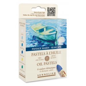 Etui 6 pastels Huile - thème paysage marin - Parfait pour créer des effets multimédias en technique acrylique, huile, aquarelle.