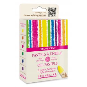 Etui 6 pastels Huile - fluos - Parfait pour créer des effets multimédias en technique acrylique, huile, aquarelle -  Sennelier
