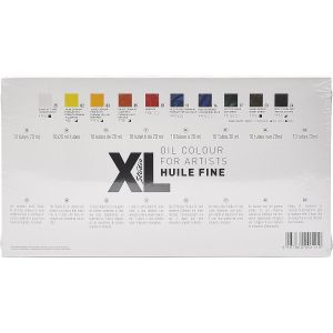 Pack d'huile XL 10 tubes 20ml - Couleurs : N°25 - Blanc de titane N°02 - Jaune cadmium primaire imit. N°03 - Orange cadmium fonc