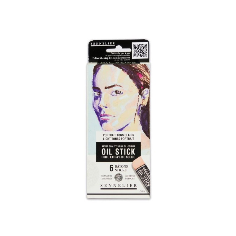 Etui 6 mini Oil stick - Portrait tons clairs - Couleurs lumineuses et éclatantes - Forte concentration pigmentaire - Sennelier