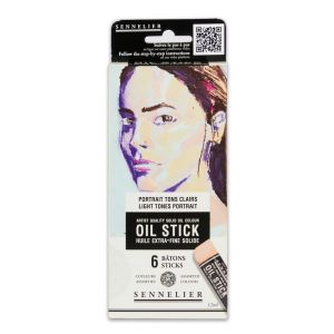 Etui 6 mini Oil stick - Portrait tons clairs - Couleurs lumineuses et éclatantes - Forte concentration pigmentaire - Sennelier